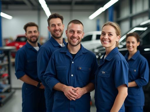 Maple Leaf Auto Service team of expert mechanics in their modern workshop.